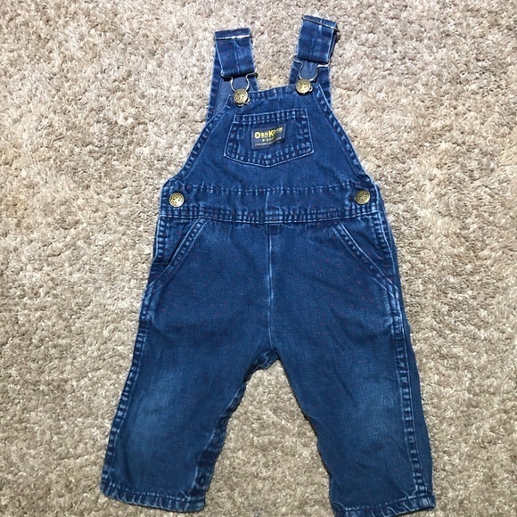 Vintage OshKosh B’gosh denim overalls with cherries 6-9 m ss - Picture 1 of 6
